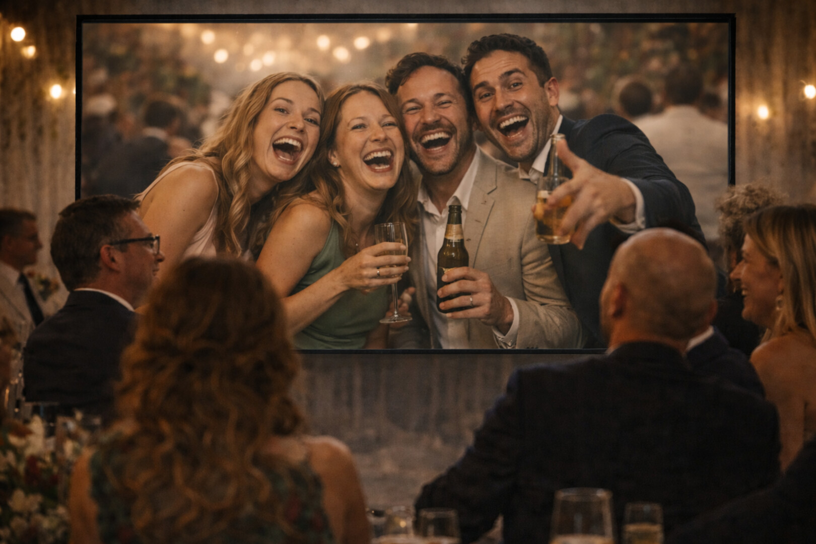 Écran de projection avec photos de mariage